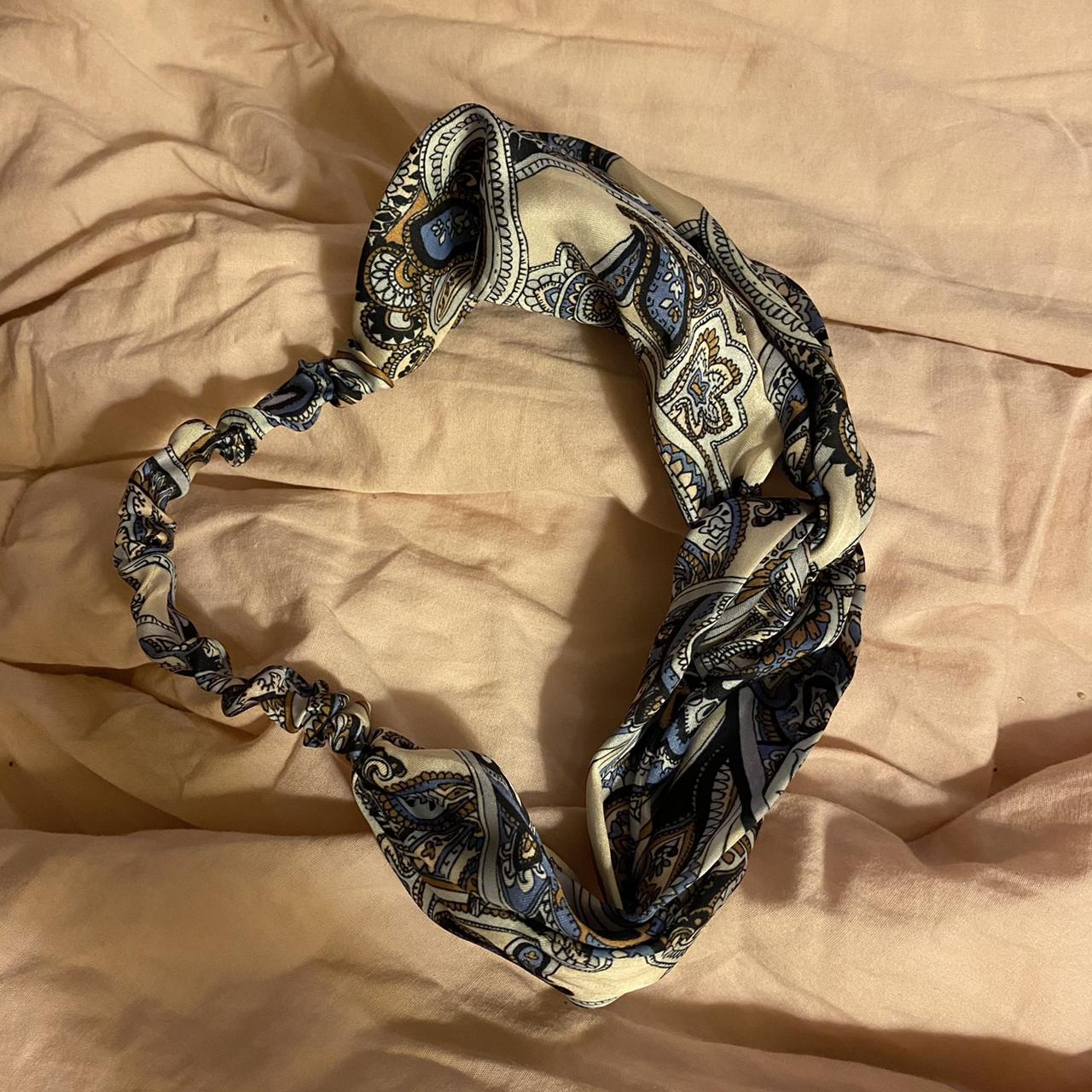 Satin headband. H&M. • • Blue white paisley floral... Depop