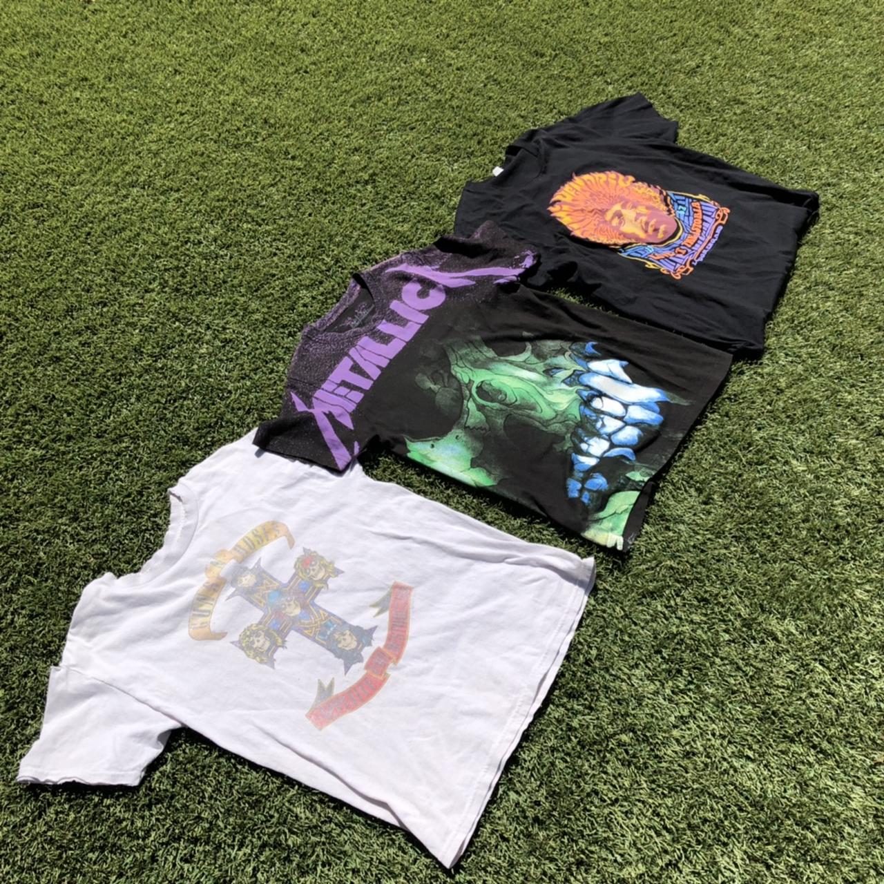 Band tees, metallic small , guns and roses smedium&mldr; - Depop