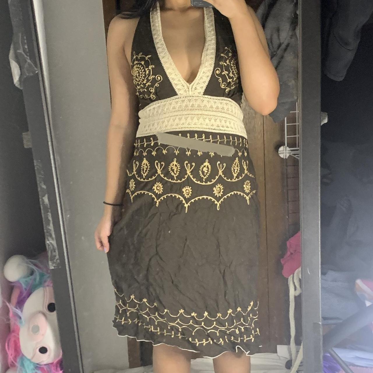 brown halter dress / elan - beautiful brown dress... - Depop