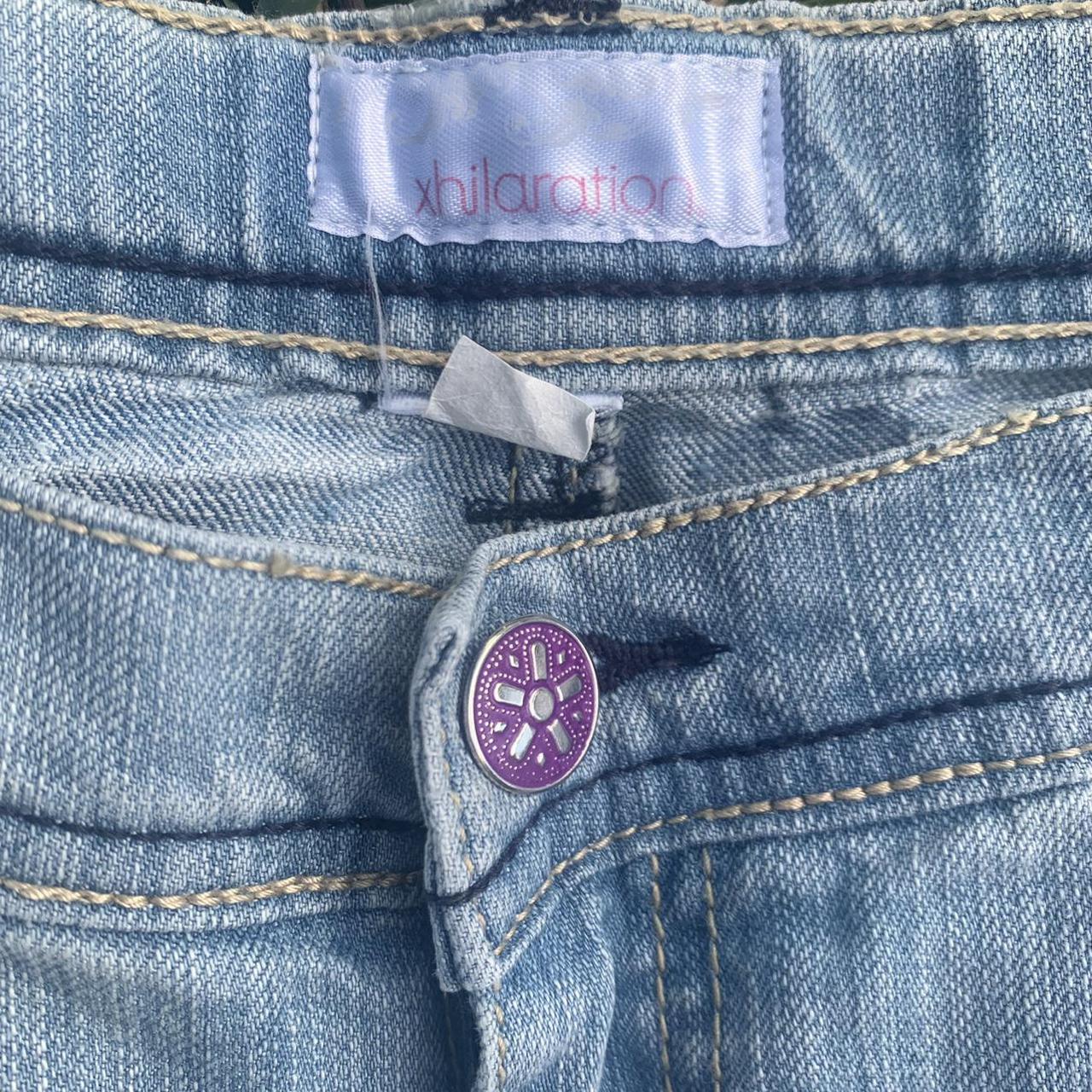 cute y2k mid rise flare jeans with cute bejeweled... - Depop