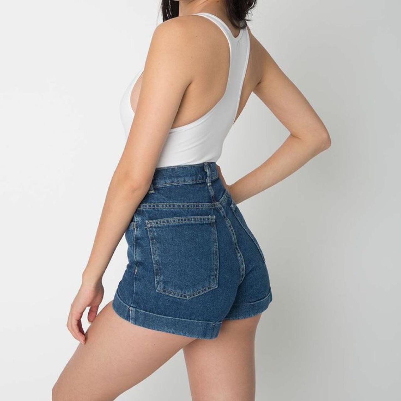 american apparel high waist denim cuff short in