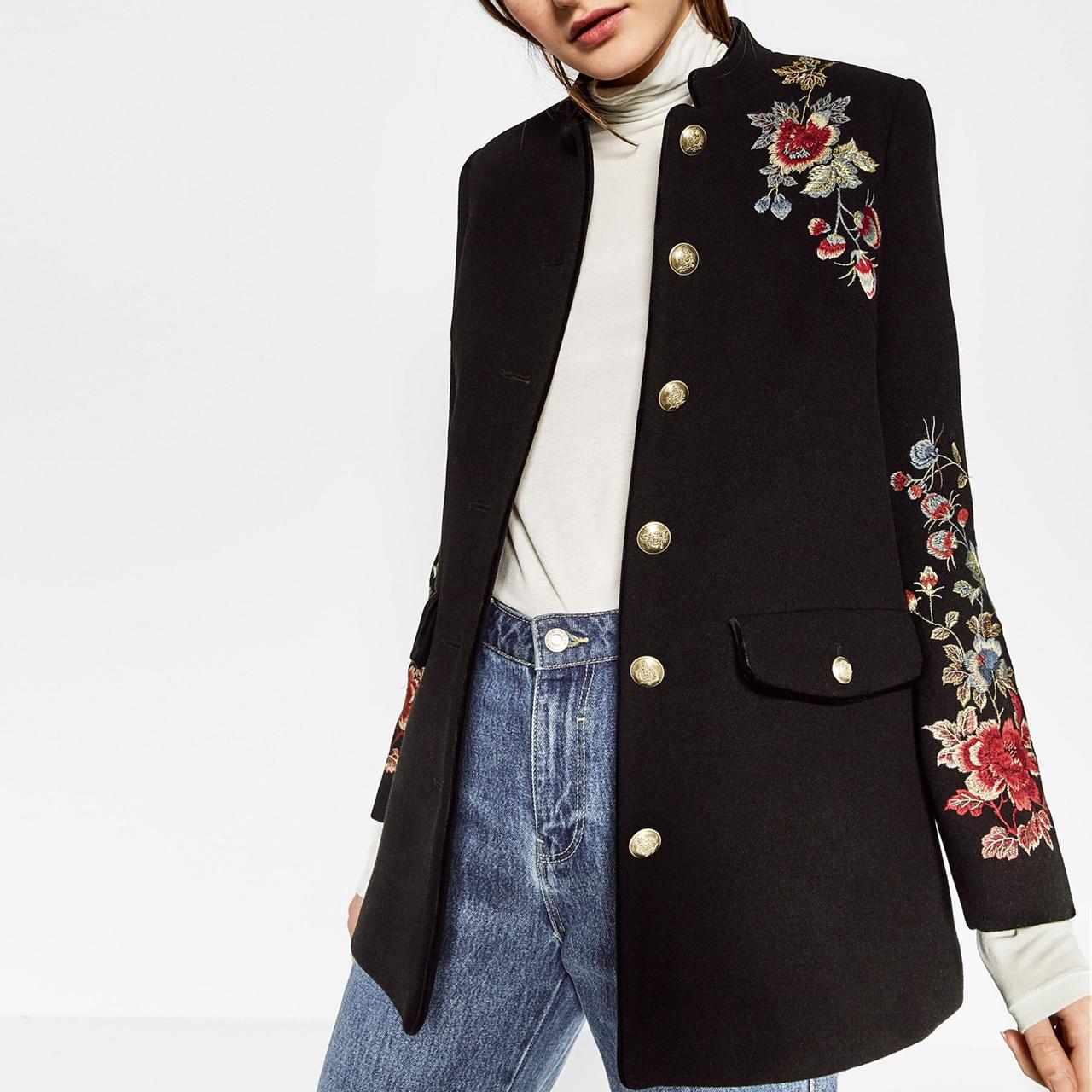 flower embroidered coat