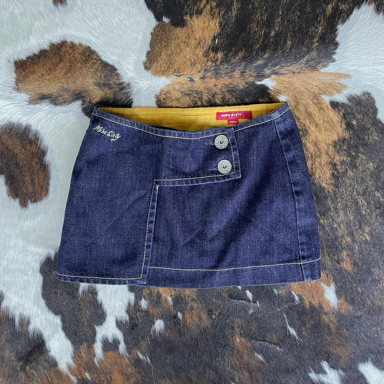 Vintage Miss Sixty Wrap Denim Mini Skirt Not The   Depop Denim Mini