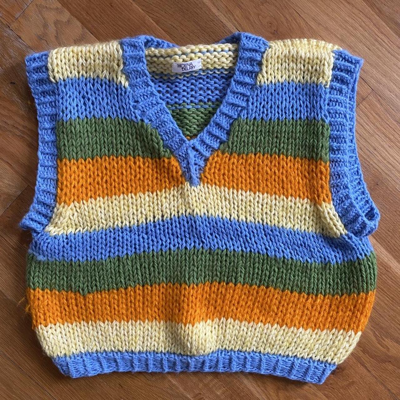 Custom Colorful Sweater Vest by German brand Molina... - Depop