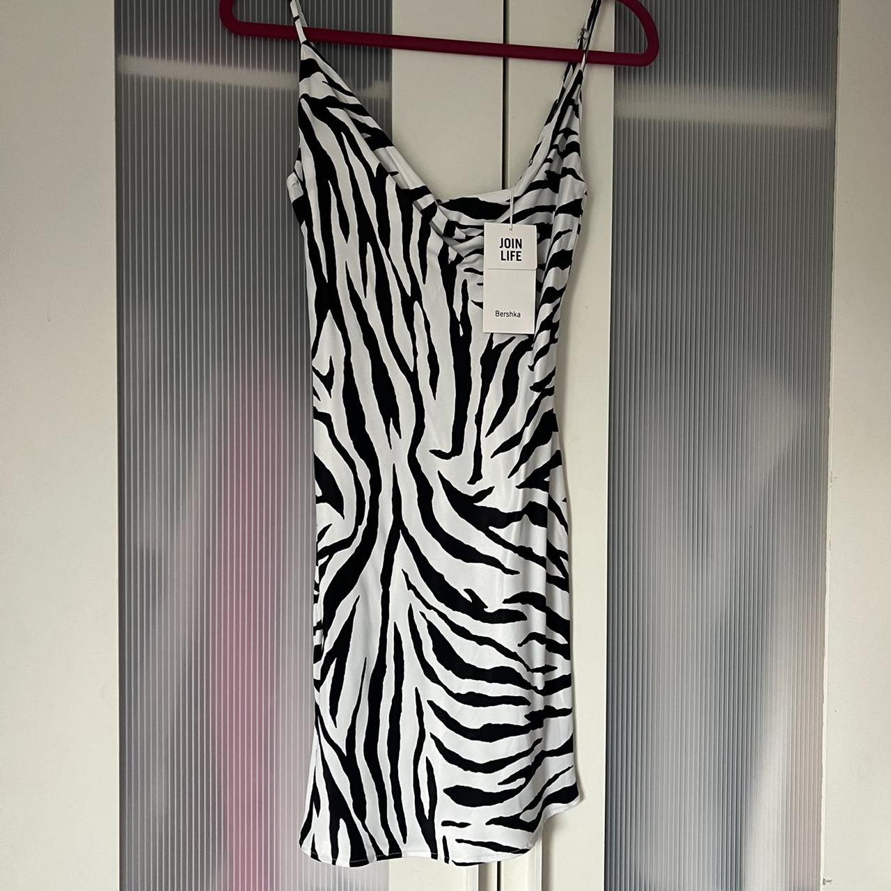 Bershka zebra print slip mini dress • brand new with... Depop