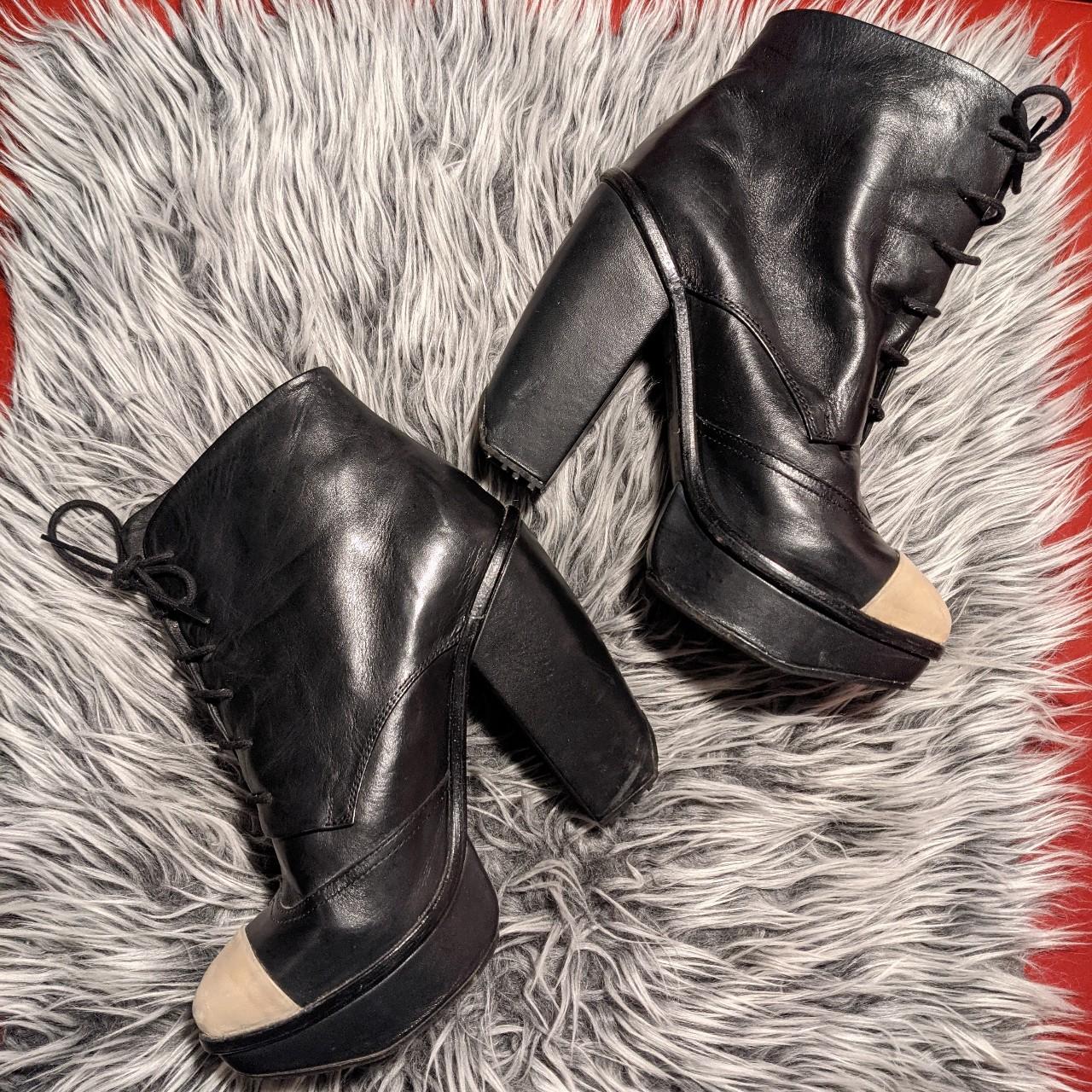 Women's Black and Cream Boots | Depop