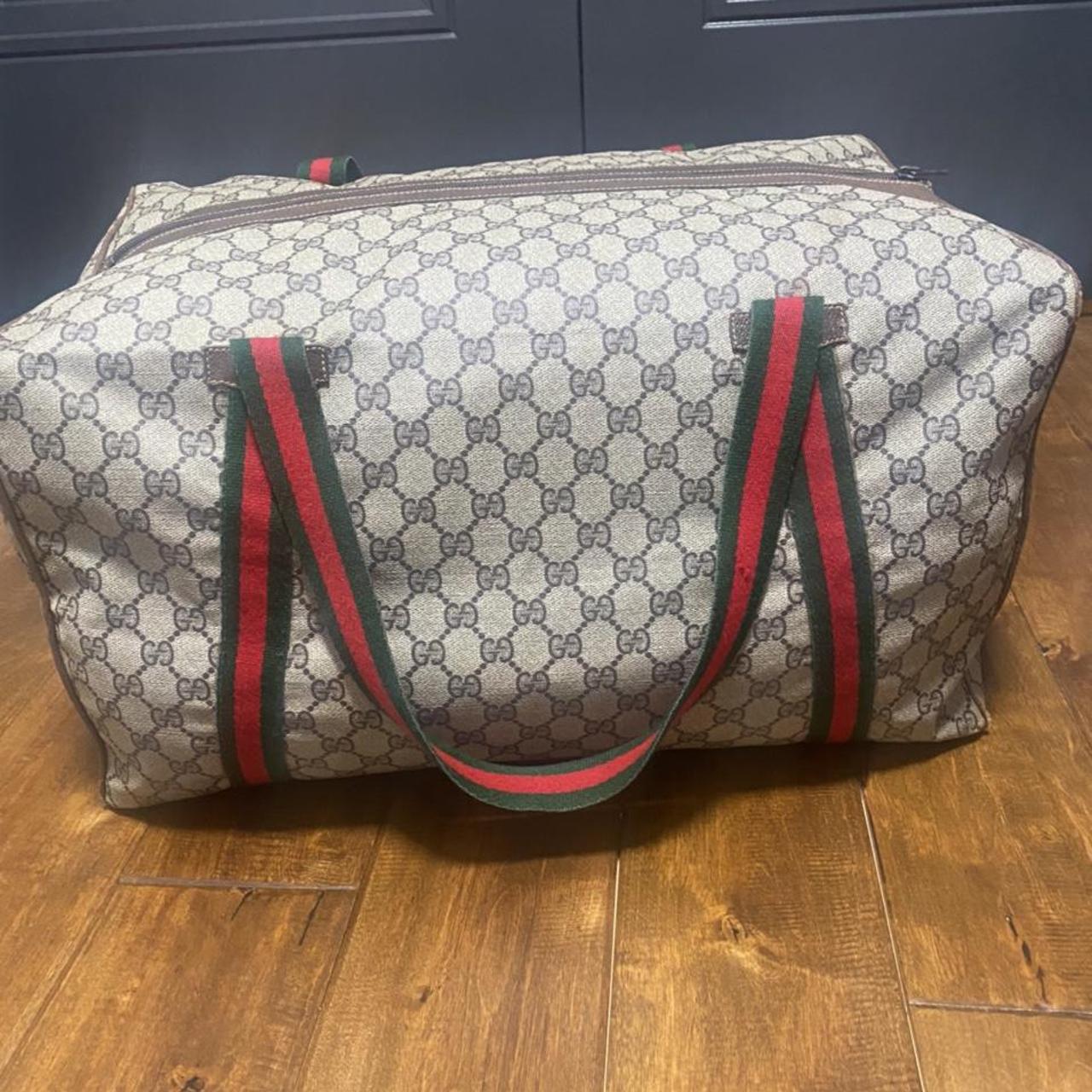 Gucci, Bags, Vintage Gucci Duffle Bag White Black And Gray