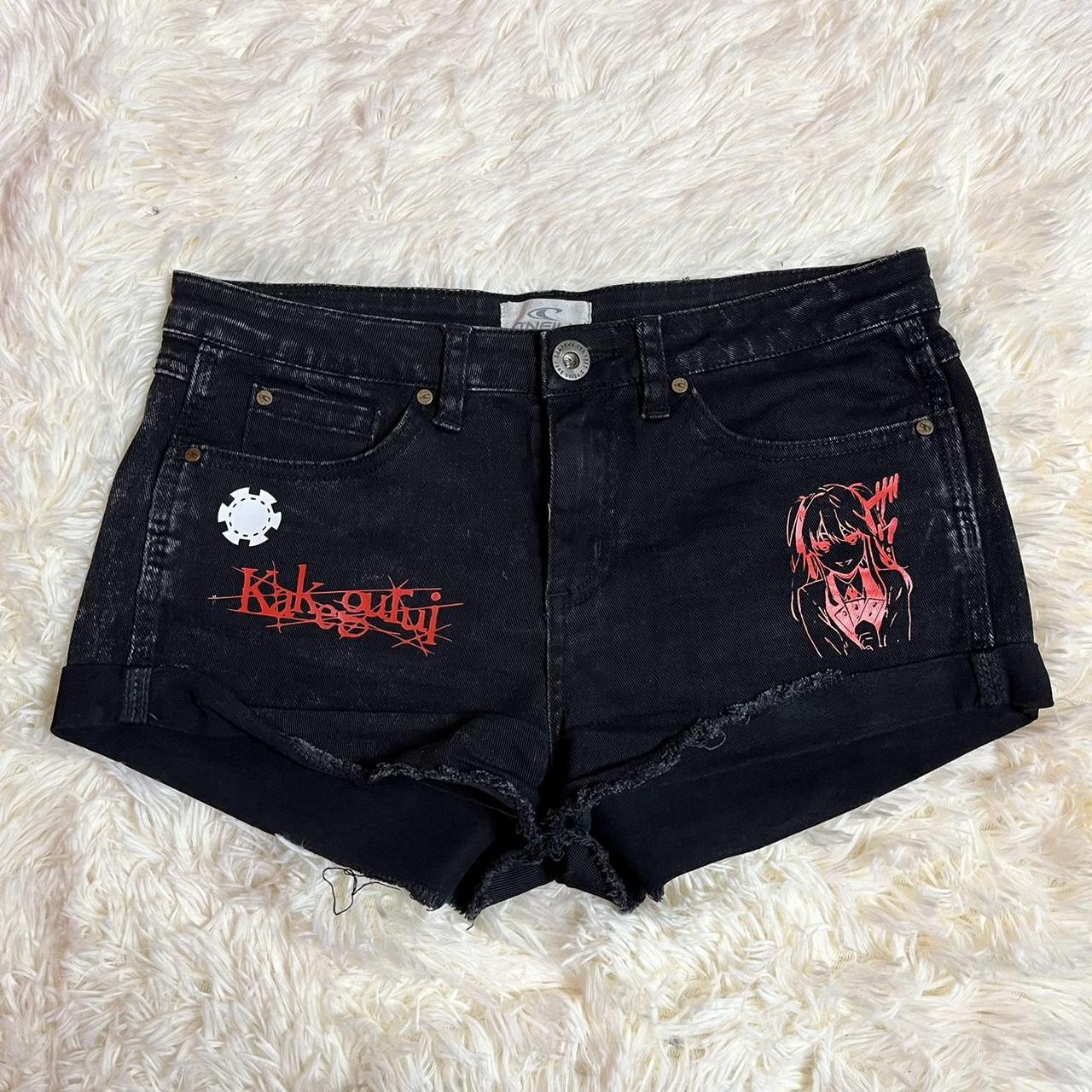 Revamped kakegurui jean shorts 🖤 ️ Featuring a small... - Depop