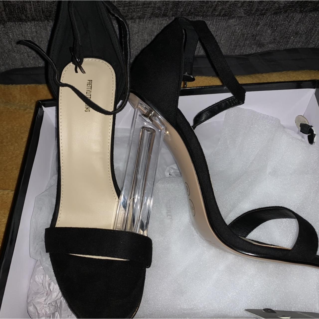 Pretty Little Thing Black Strap Clear Heels Depop