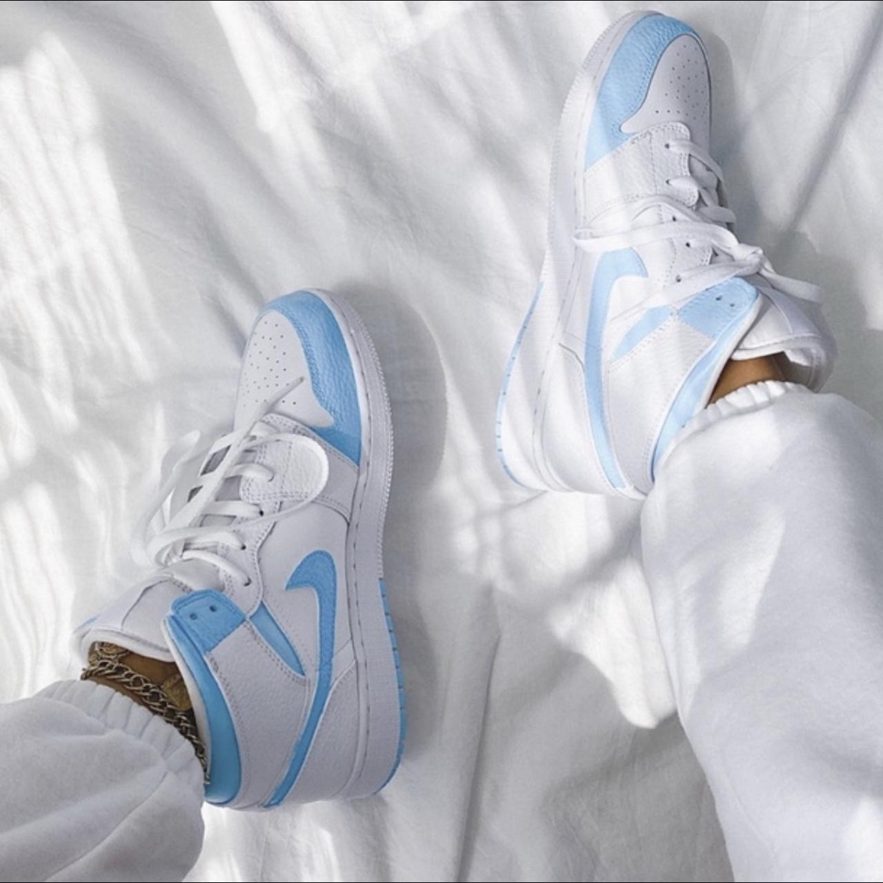 Custom Baby Blue Air Jordan 1 Mid