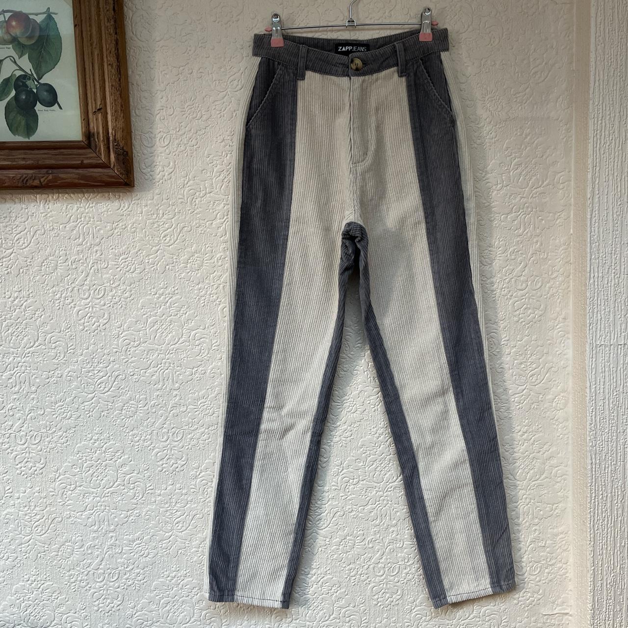 Women's Cream And Grey Trousers 