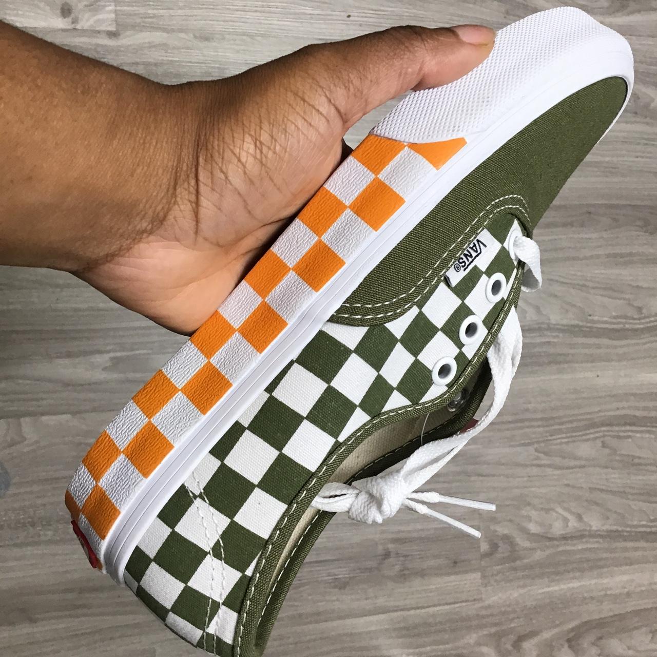 olive checkered vans