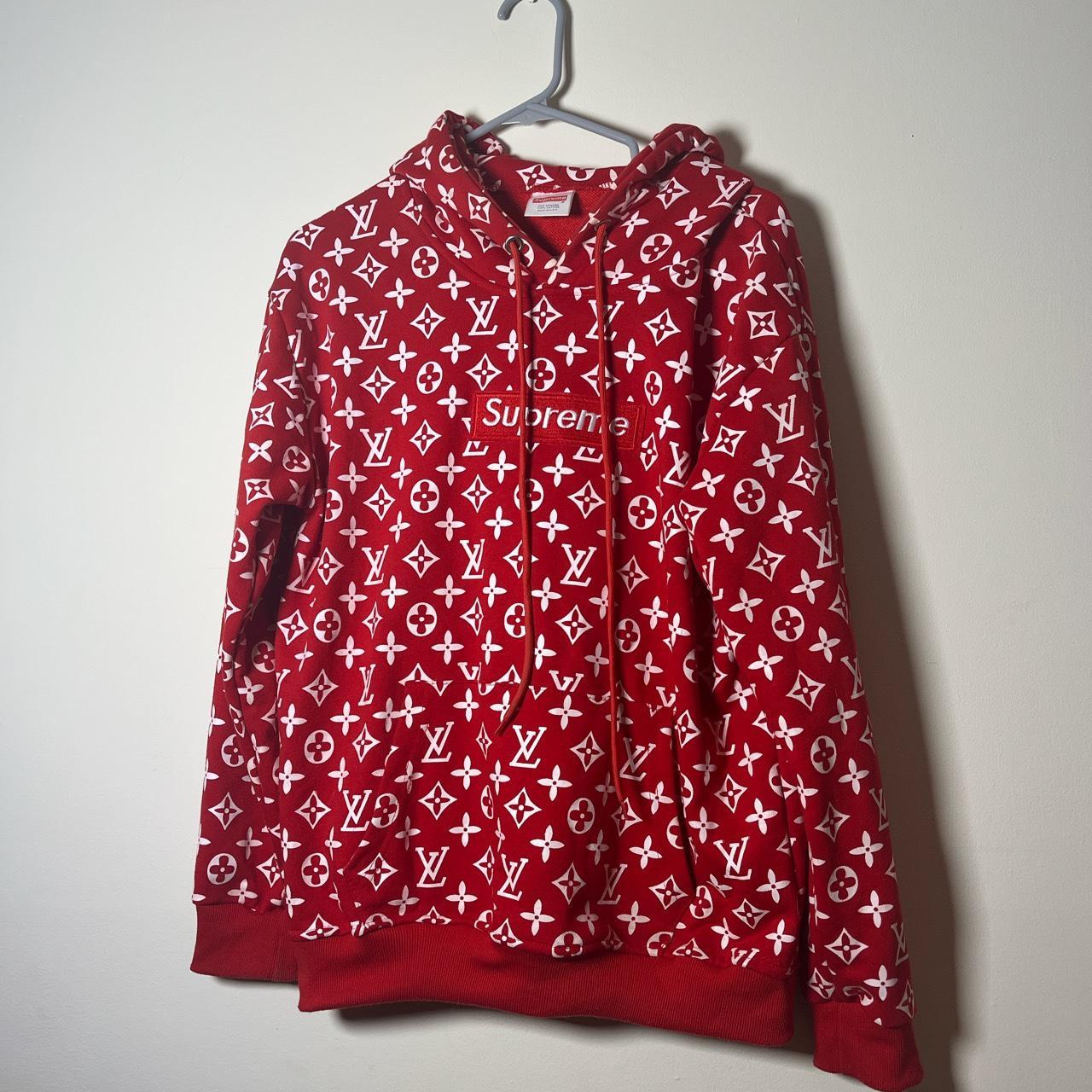 Men's Red and White Hoodie | Depop