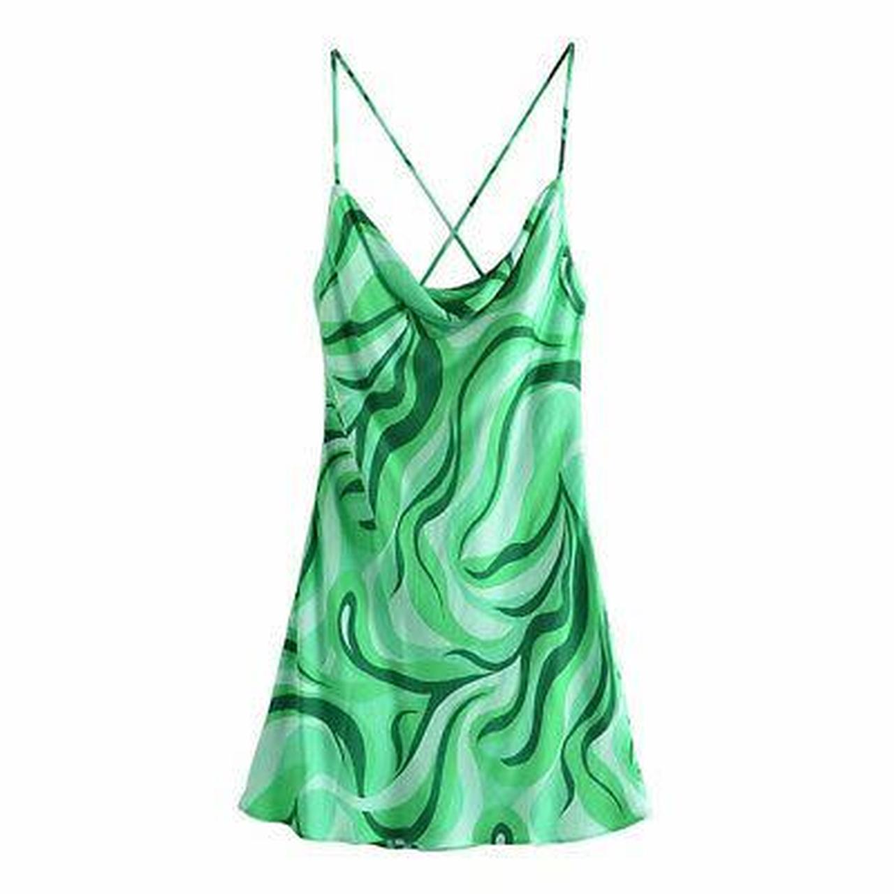 Zara Satin Green Swirl Mini Dress. Worn ...