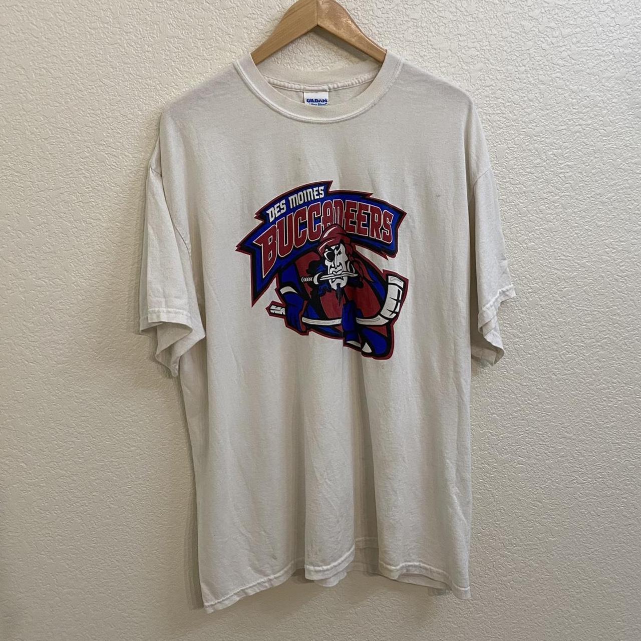 white des moines buccaneers graphic tee size... - Depop