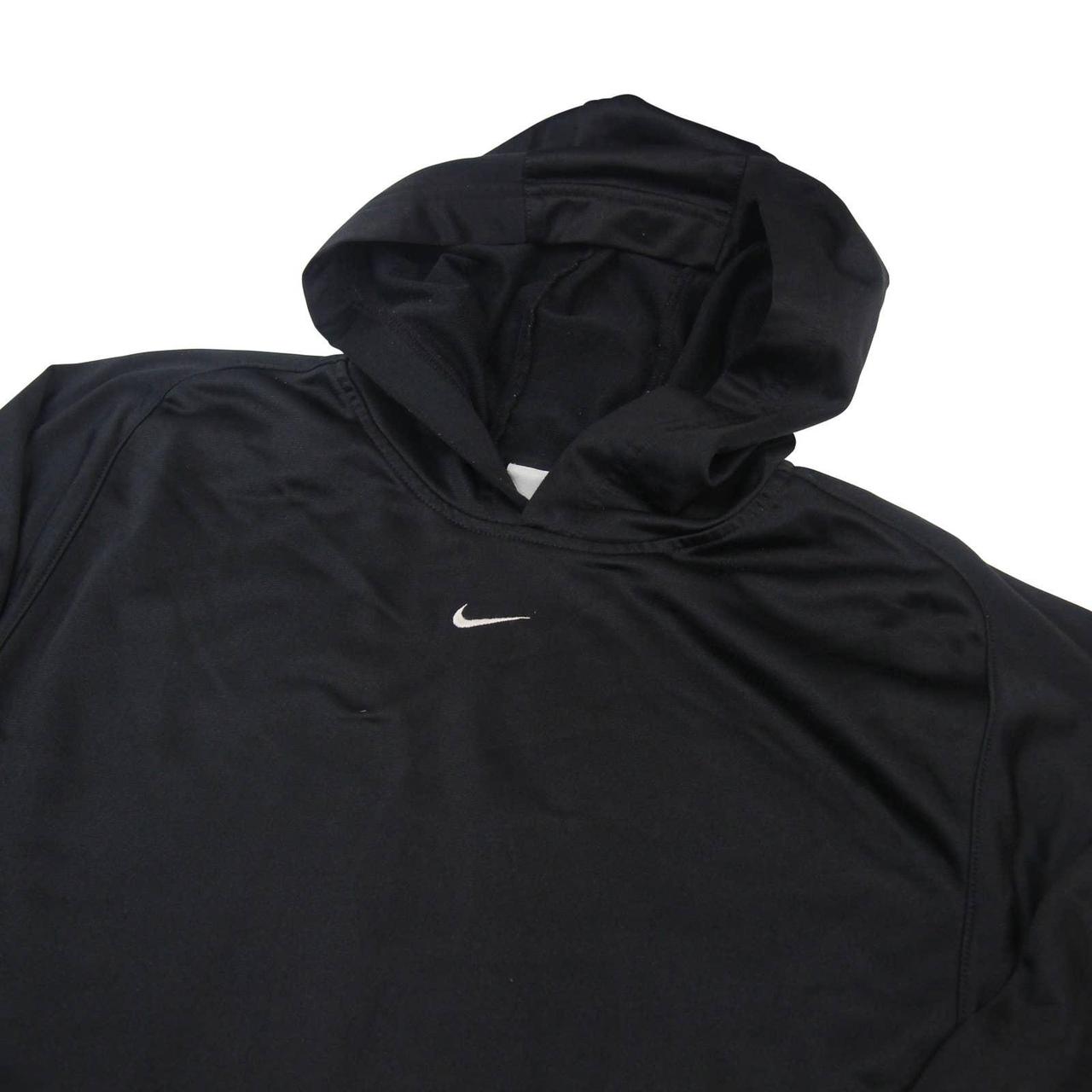 Black nike hoodie middle swoosh hot sale