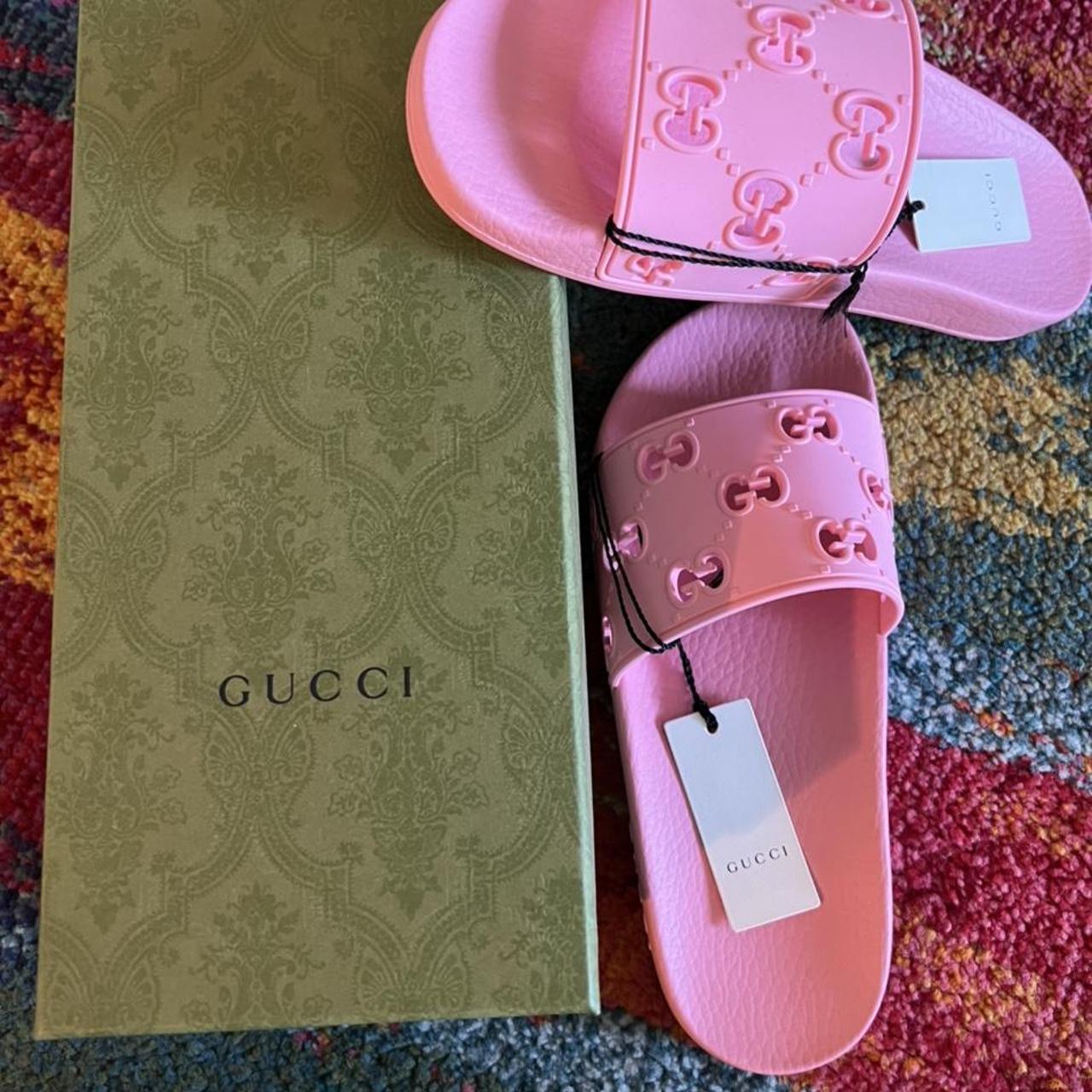 Gucci Women's Pink Slides | Depop