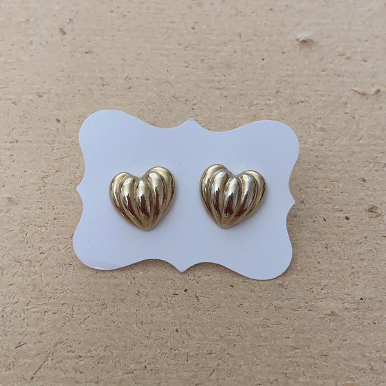 Product Image 2 - Vintage golden textured hearts earrings