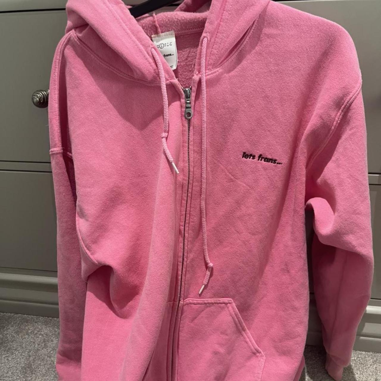 URBAN OUTFITTERS pink zip up hoodie Hardly been... - Depop