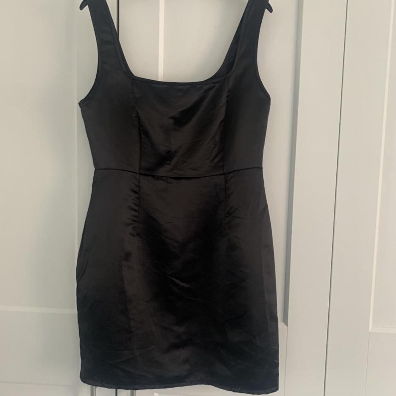 Pretty little thing satin black mini dress size 12 - Depop