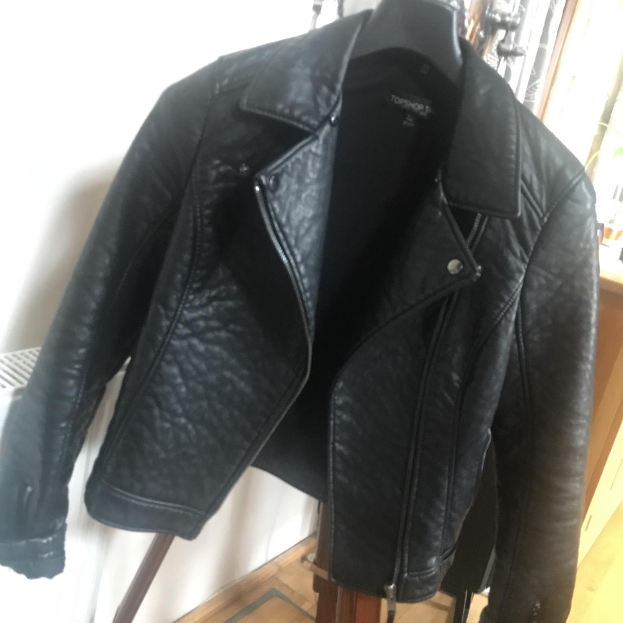 Topshop Faux Leather Biker Jacket with removable - Depop