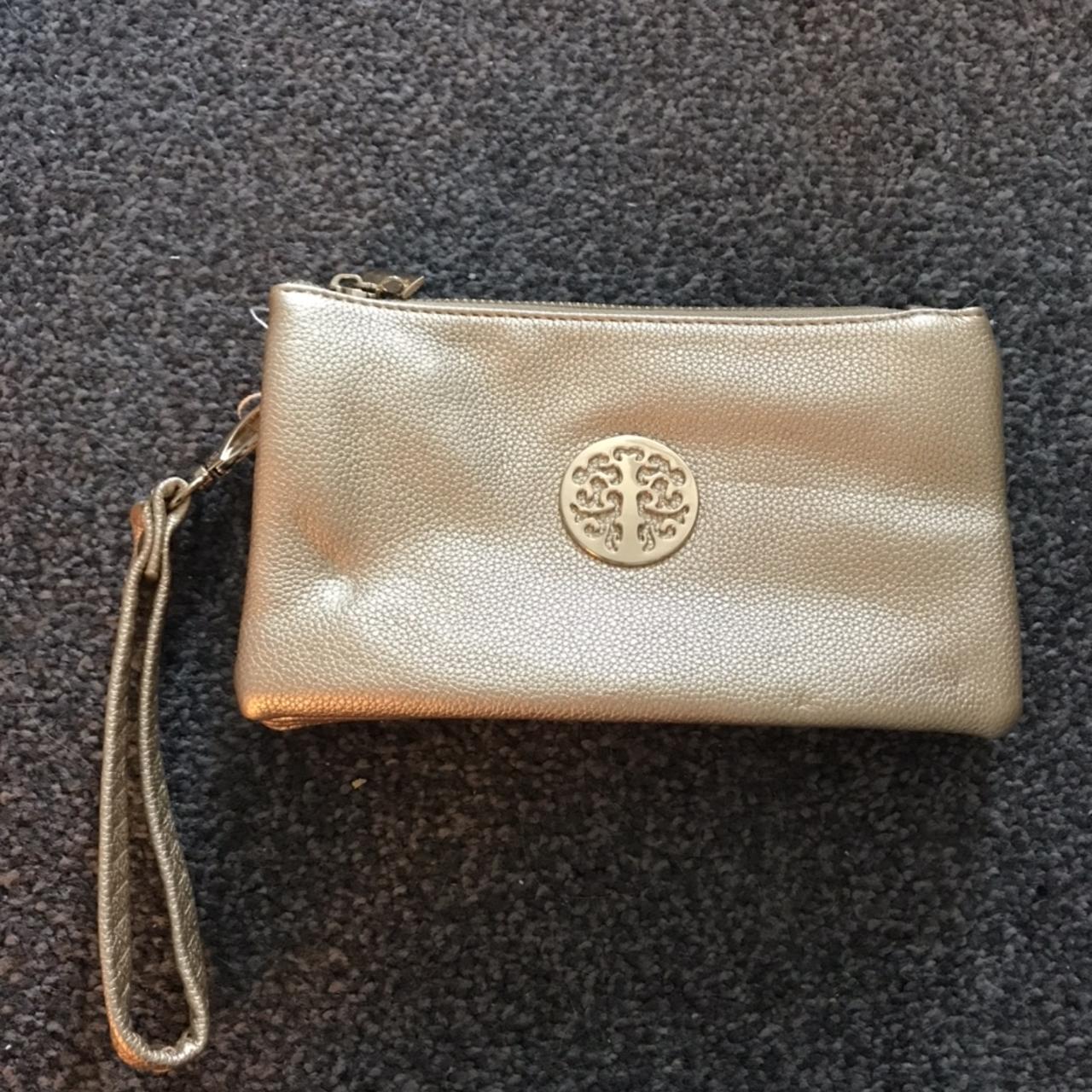 Gold clutch bag 2024 with wrist strap