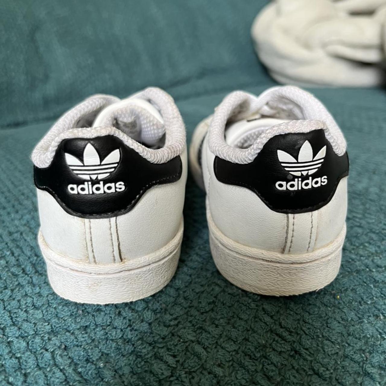 Kids adidas black and white superstars. Size 8.5.... - Depop