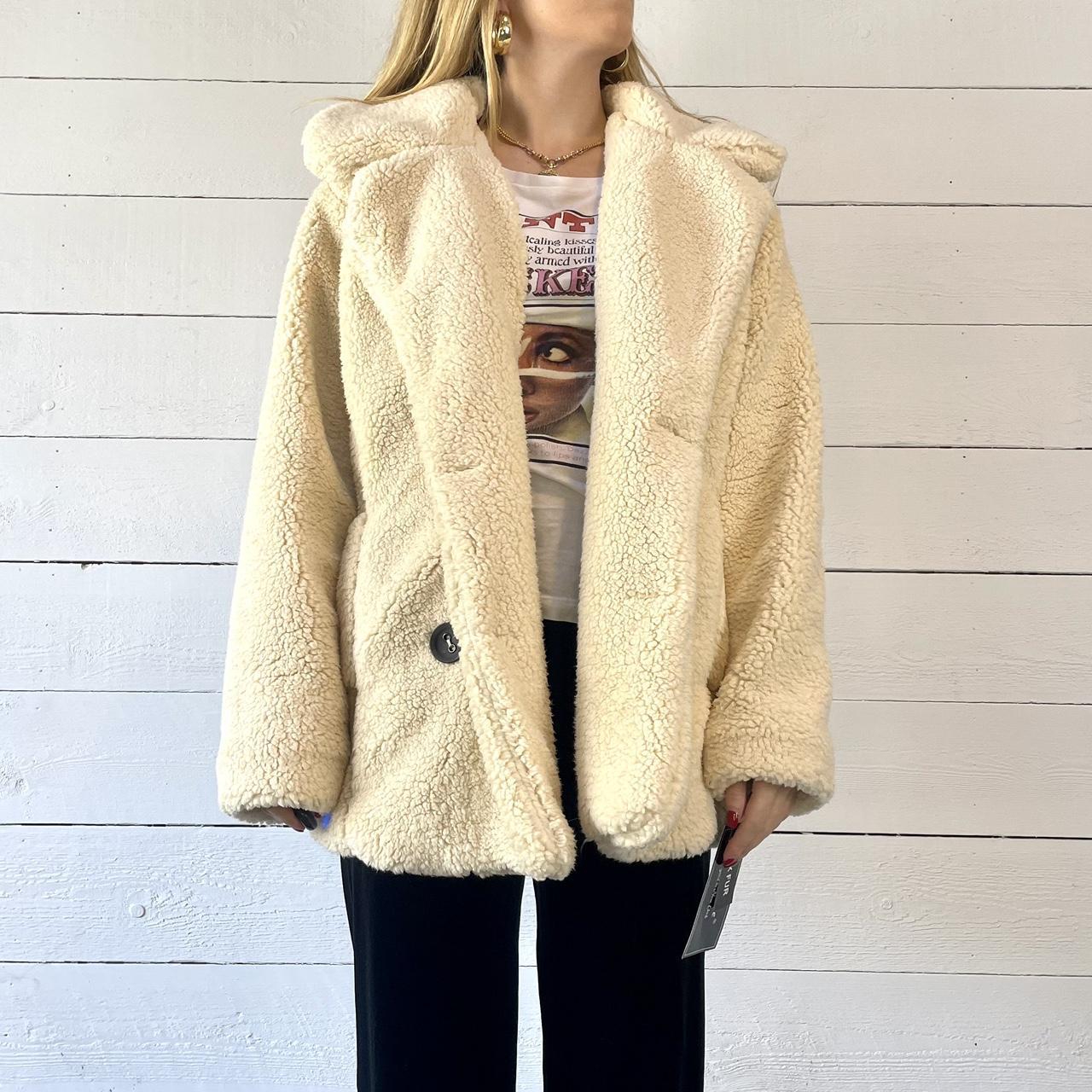 Depop Me Jane Teddy Jacket Me Jane Beige Teddy Bear Jacket Size L