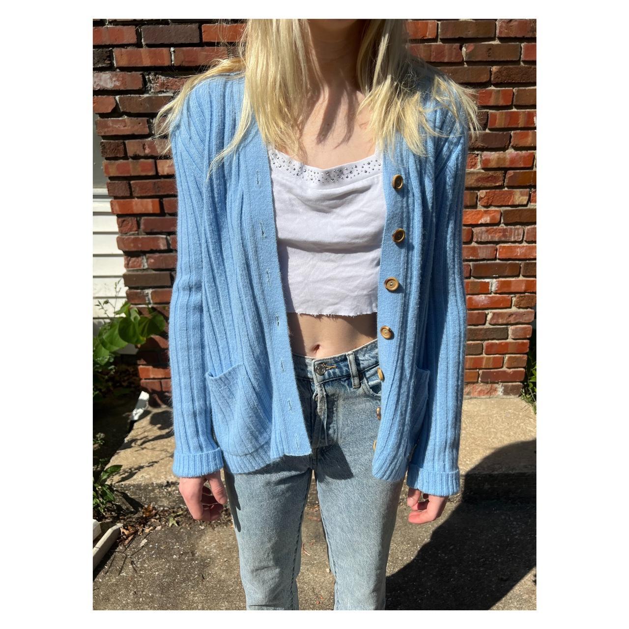 60s/70s baby blue sears cardigan, beautiful color,...