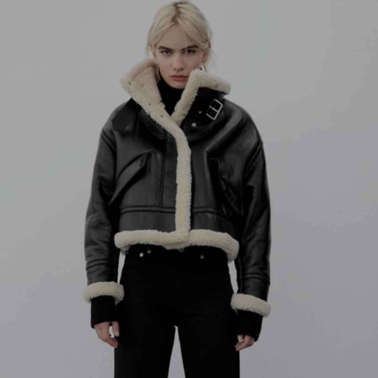 Zara Aviator Jacket XL. Shearling. Brand new never... Depop