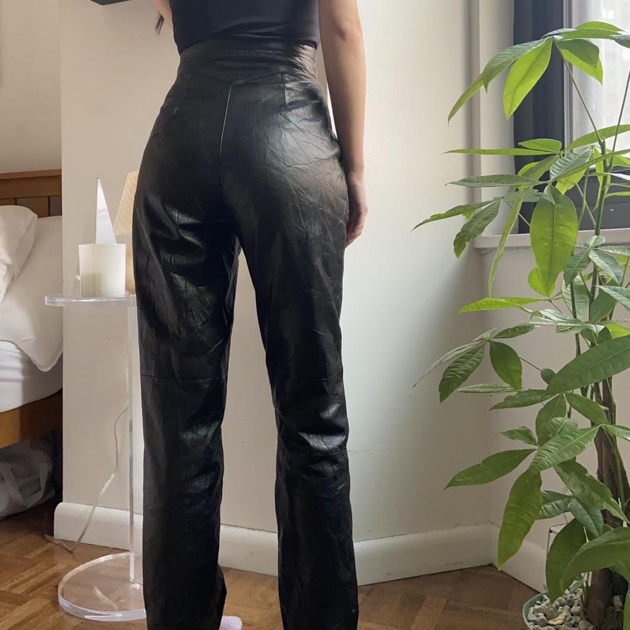 Vintage Leather Trousers high waisted. W24. Inseam... Depop