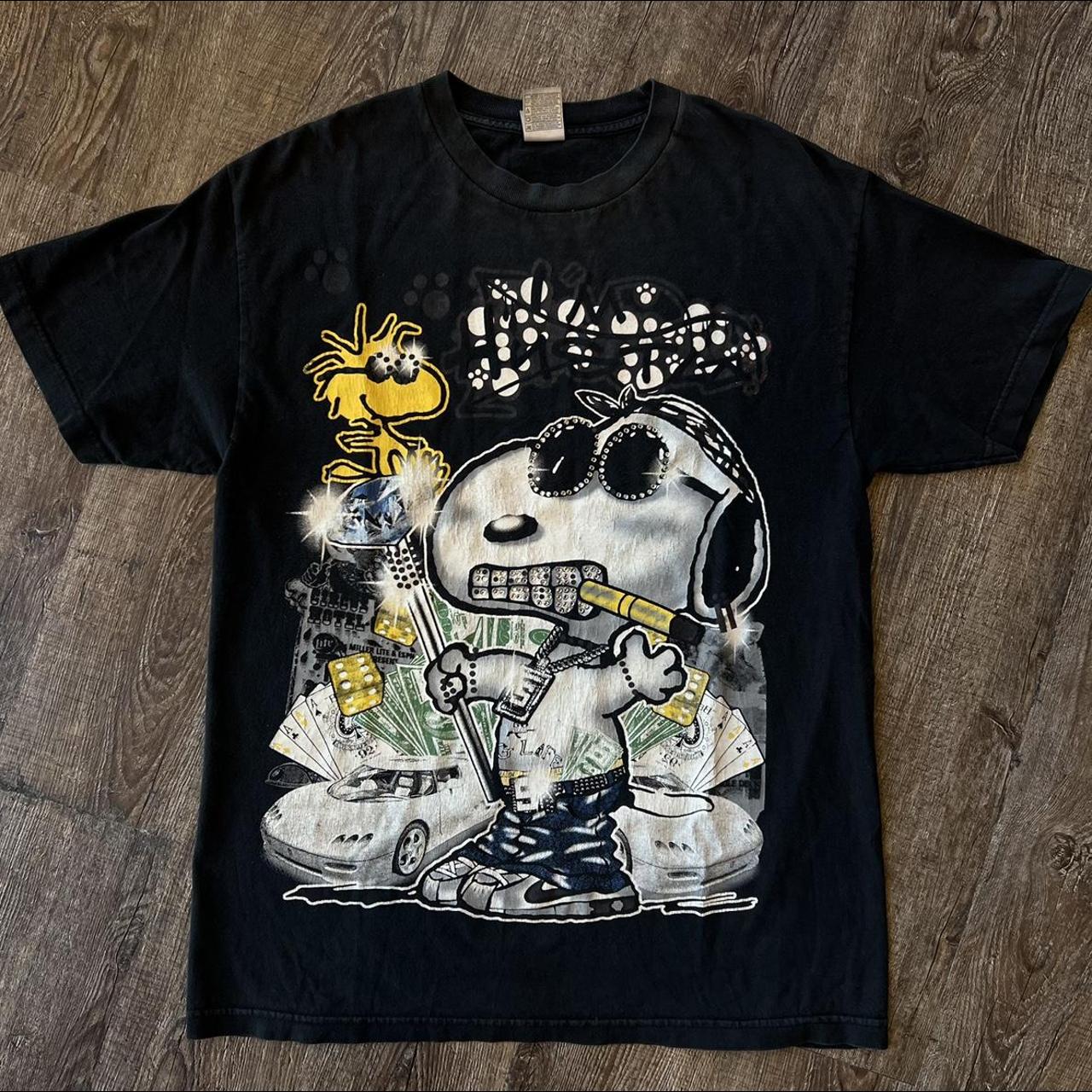 Y2K style Snoopy and Woodstock pimp shirt. Size... - Depop