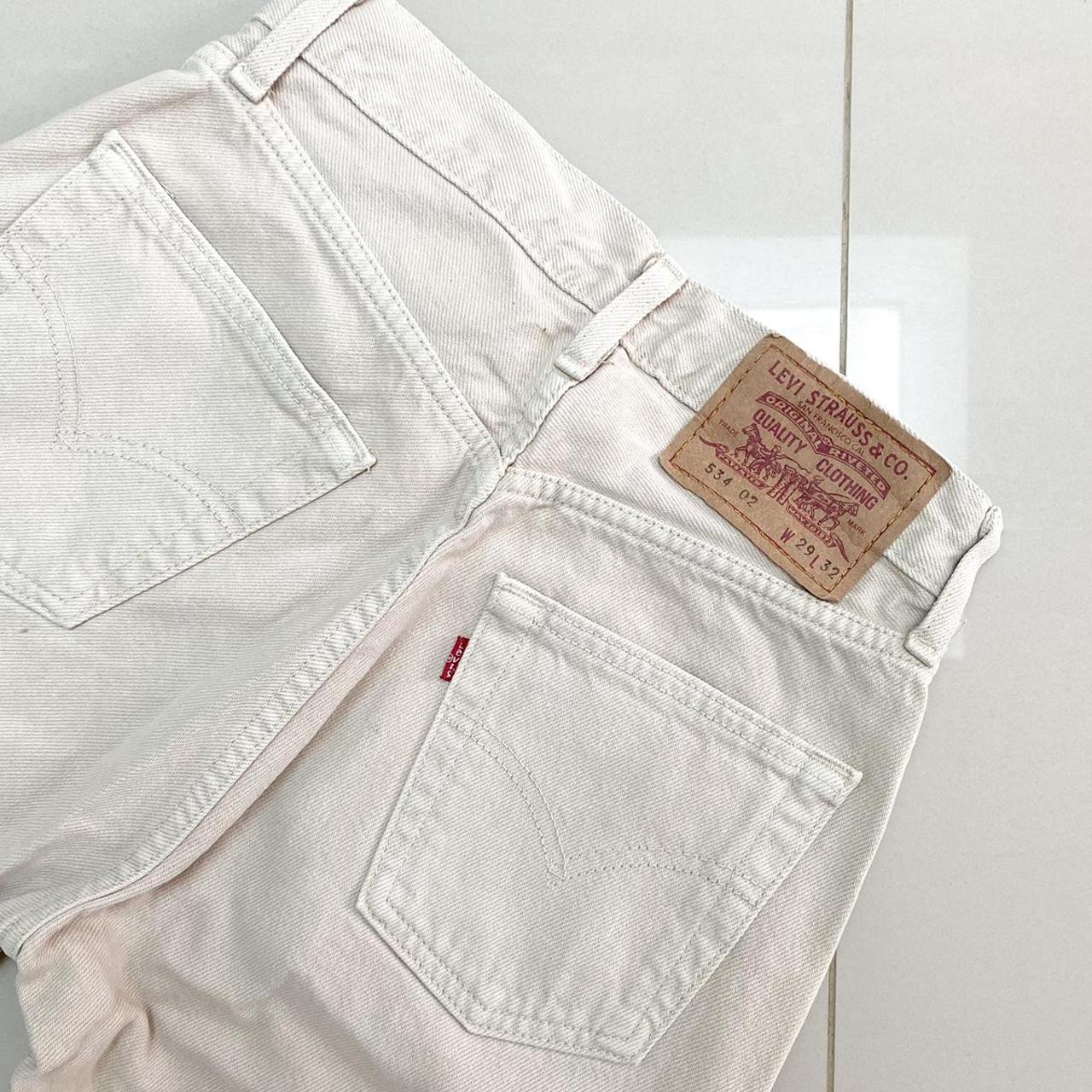 90s vintage cream beige Levi shorts - Reworked... - Depop