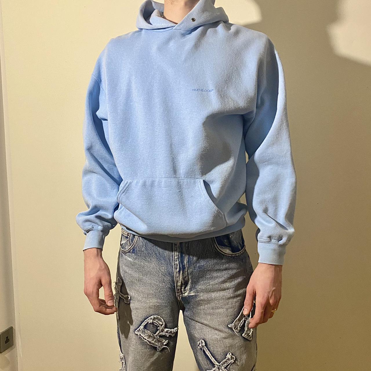 Baby blue sweatshirt ‘Fruit of the... - Depop