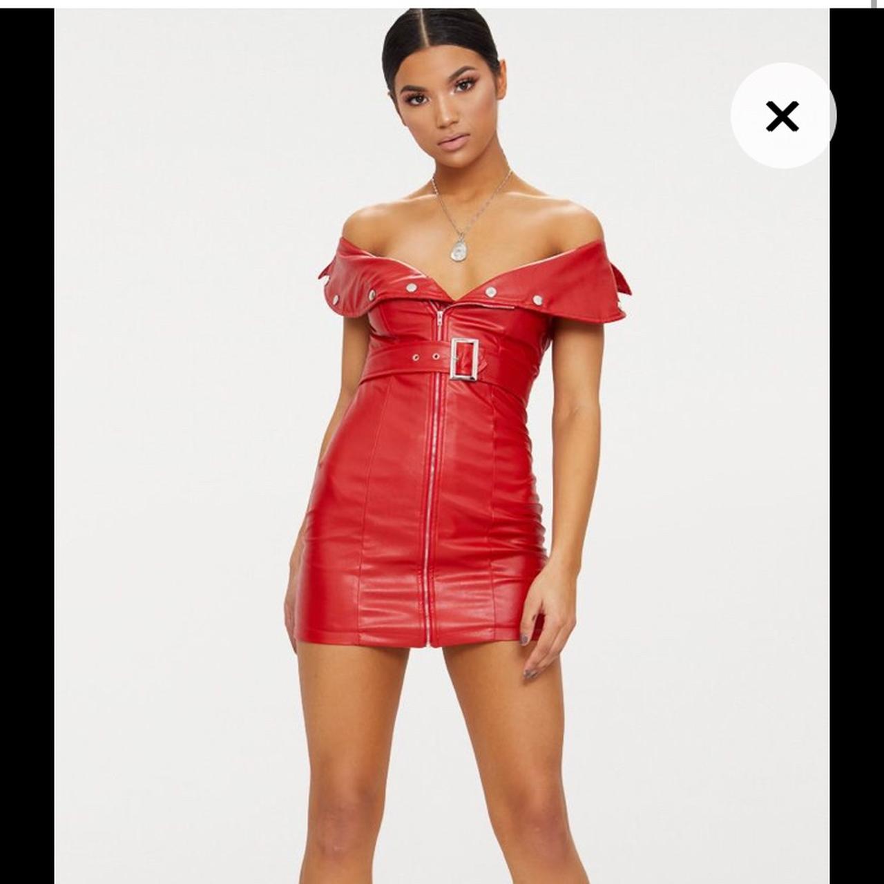 Red leather dress Size 12 worn once perfect. Depop