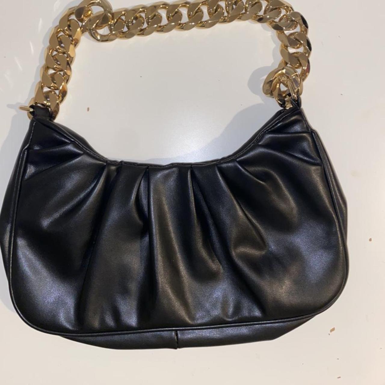 ASOS design ruched shoulder bag in black with chunky... Depop
