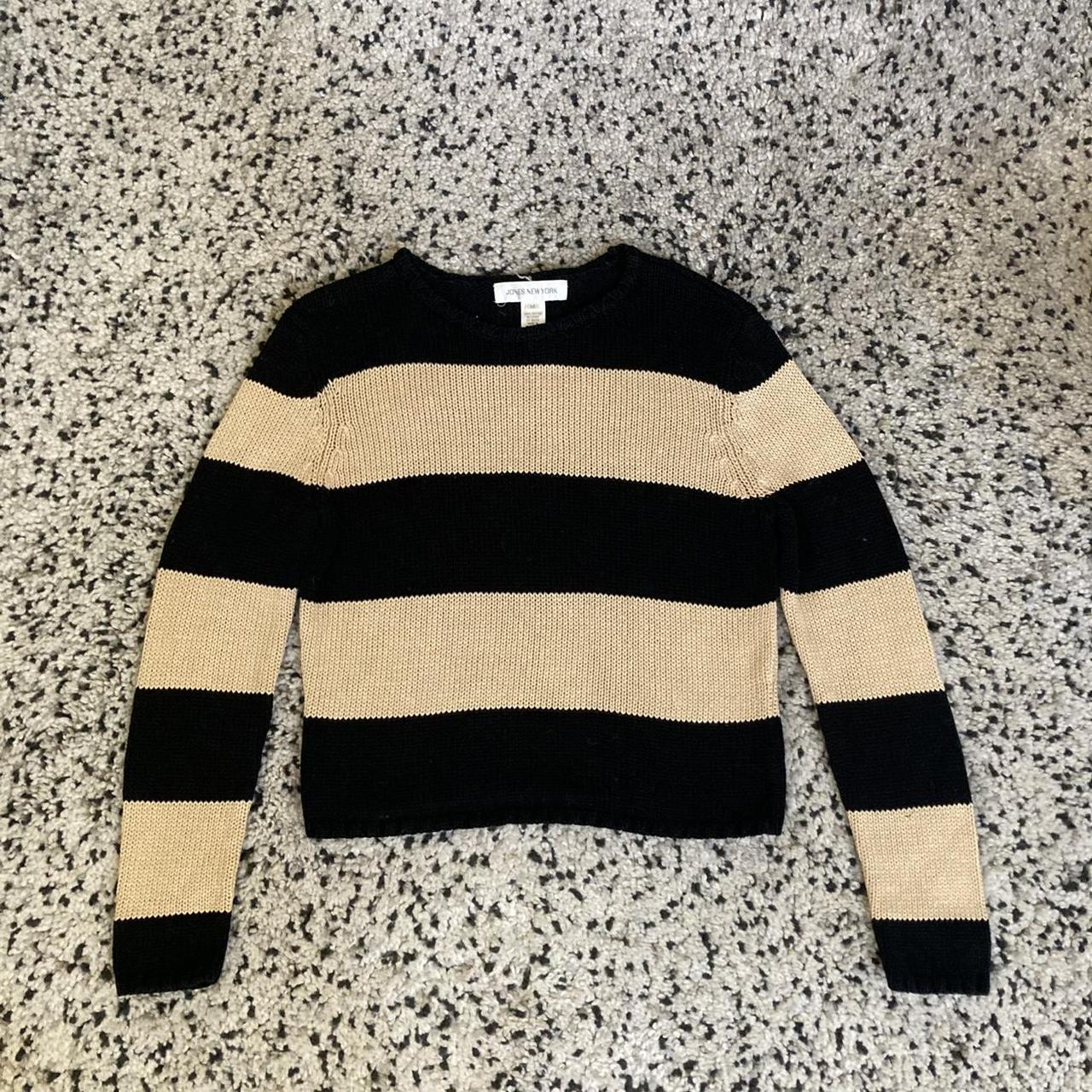 Vintage Striped Sweater From Jones New York Black Depop