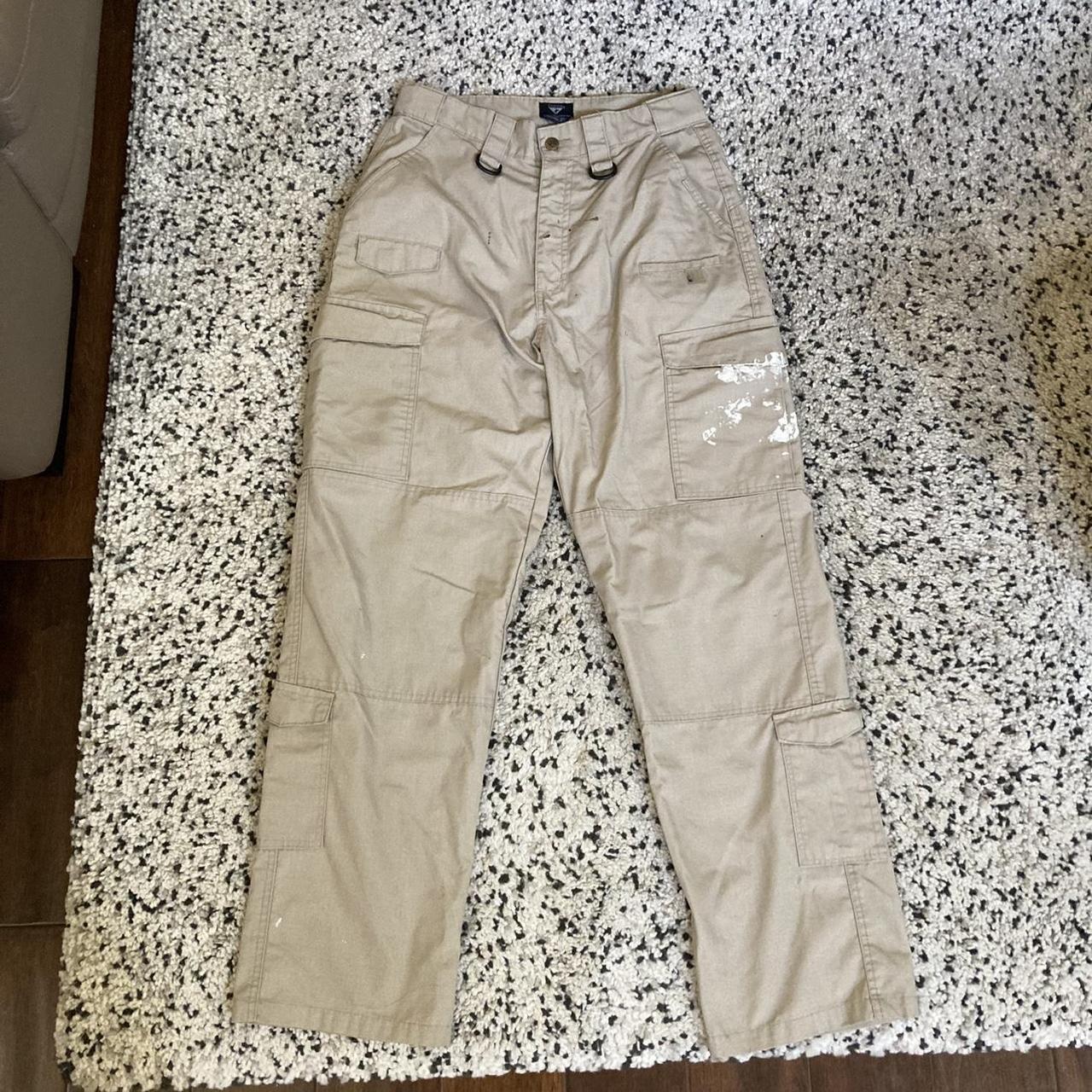 Tan paint splatter cargo pants from Condor. Light... - Depop