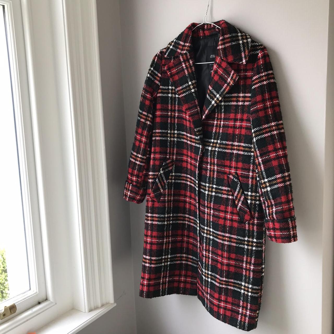 River island red tartan coat online