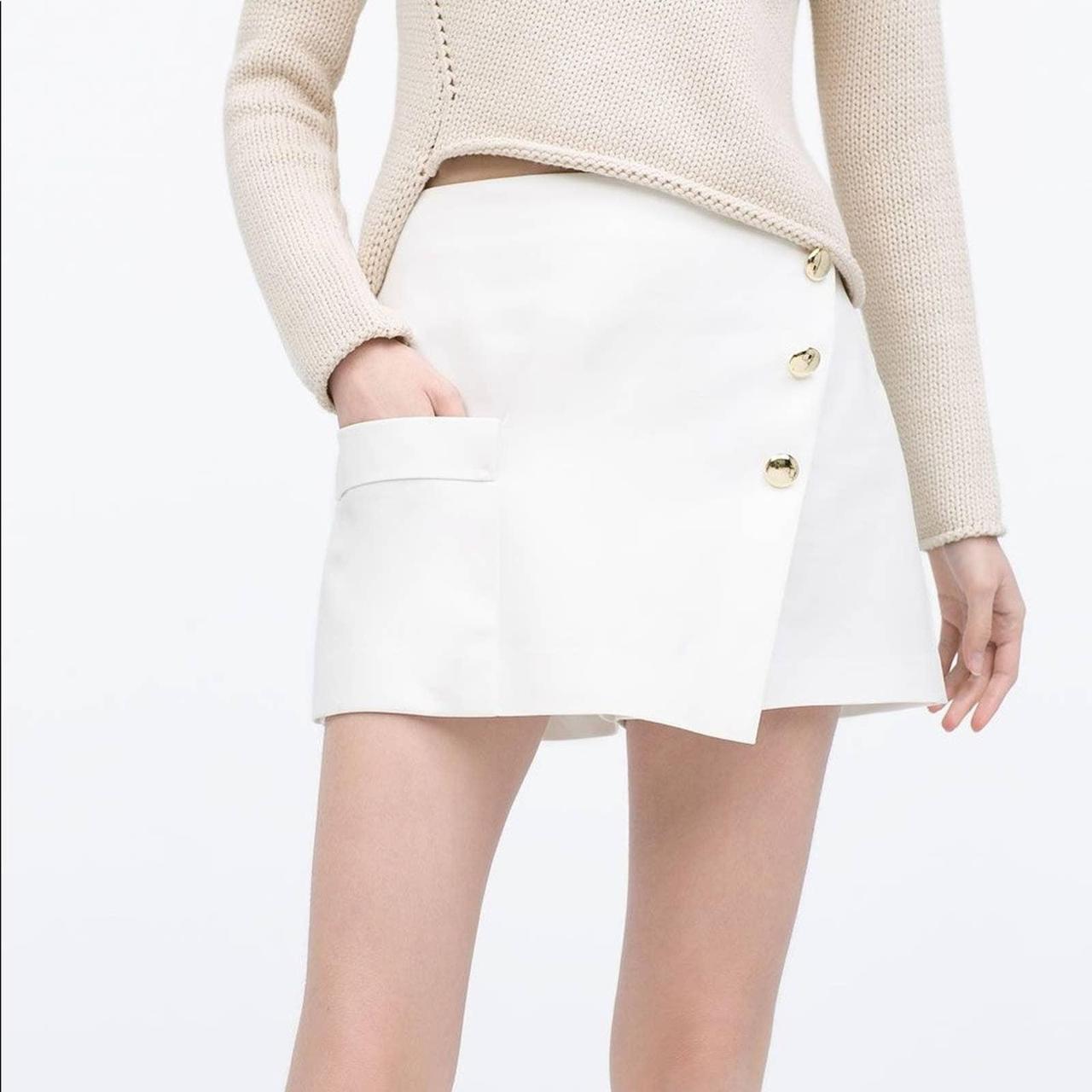 Zara Women's White and Gold Skirt