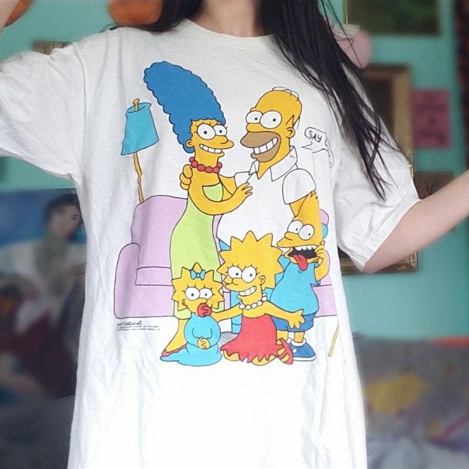 VINTAGE 80s 1989 The Simpsons Say Cheese Tshirt... - Depop