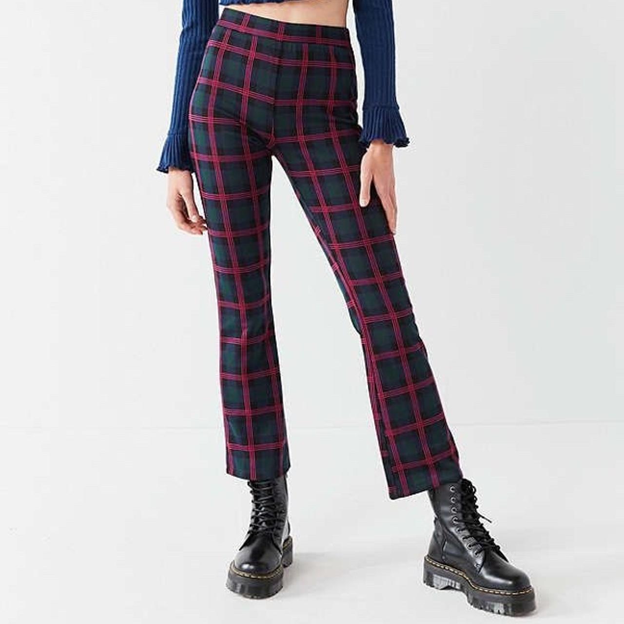 Kick flare best sale plaid trousers