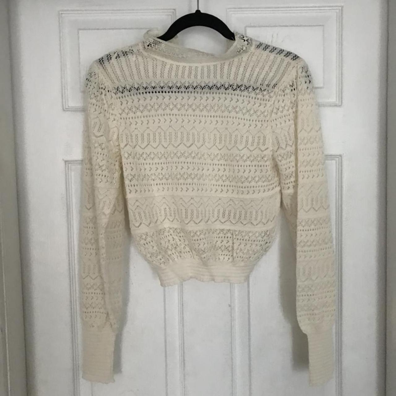 Zara crochet long sleeve cream... - Depop