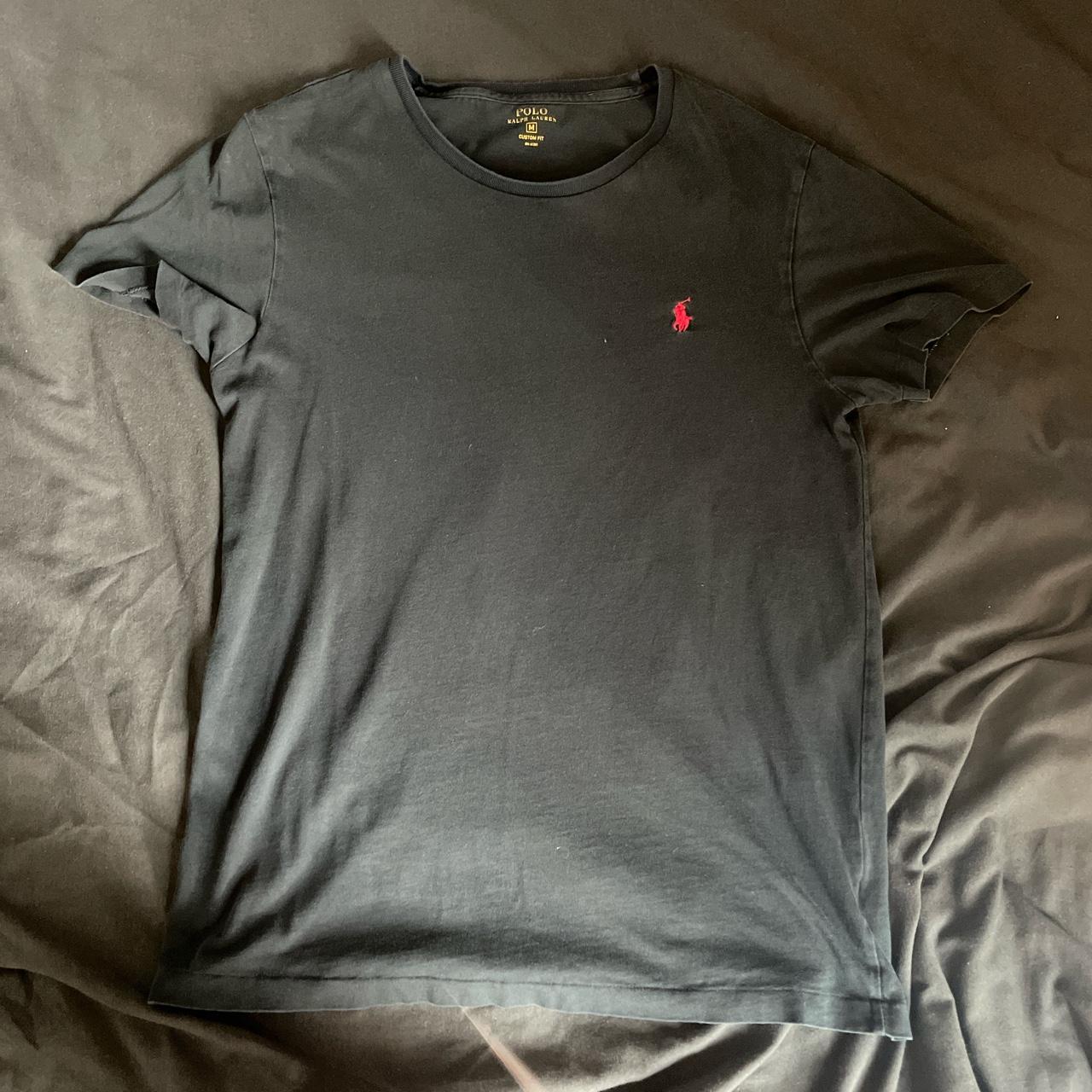 Ralph Lauren t - shirt Red logo on black top. Worn... - Depop