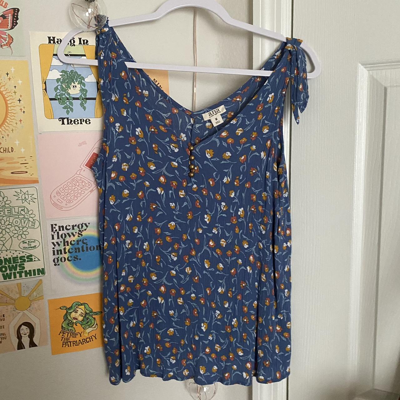 JCPenney Women's Blue and Orange Blouse Depop