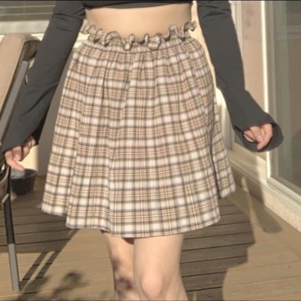 Plaid notched mini clearance skirt