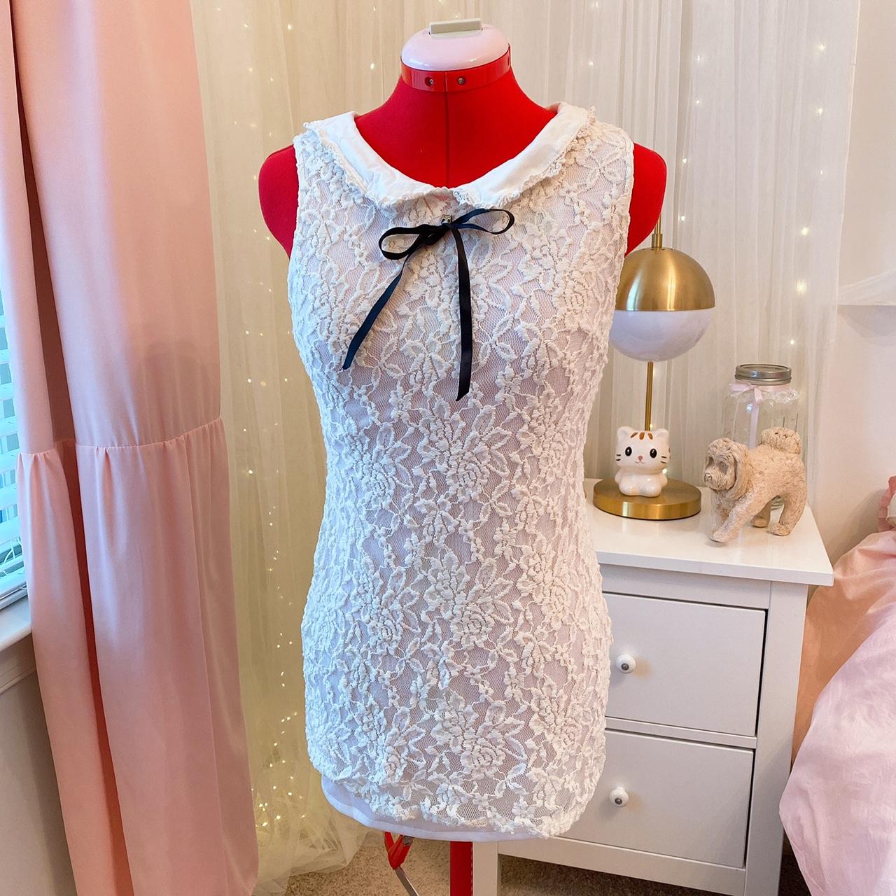 hot-topic-women-s-white-and-cream-dress-depop