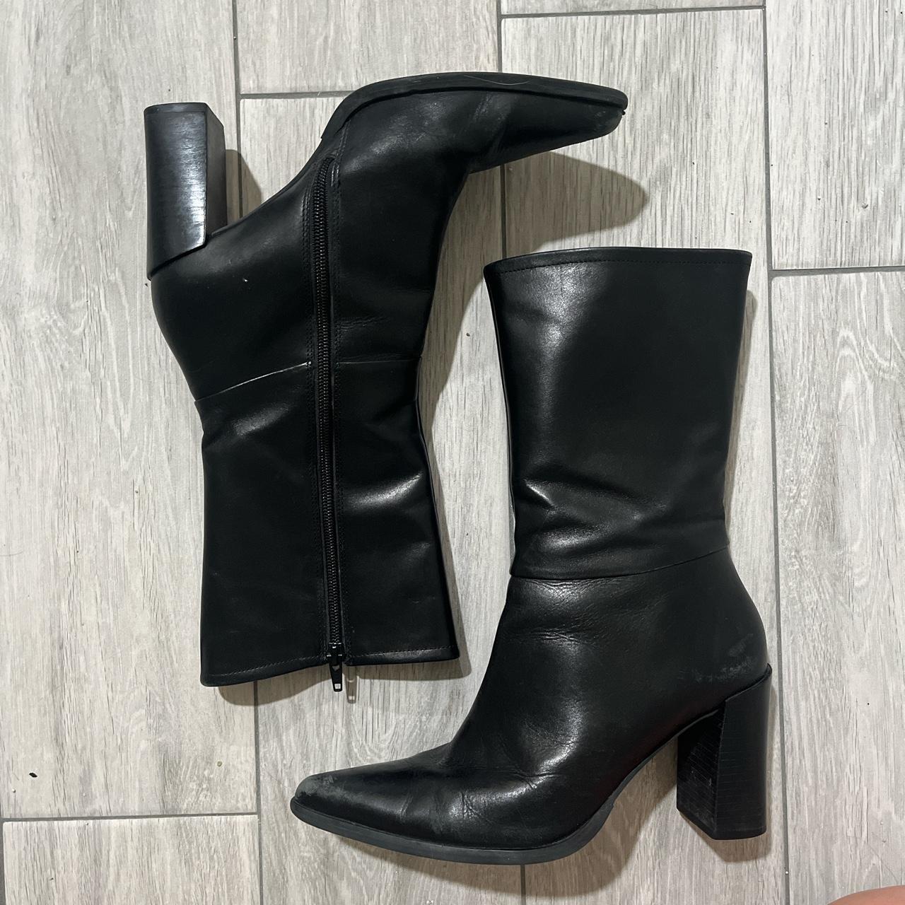 Vintage black pointed boots, have cowboy boot vibes!... - Depop