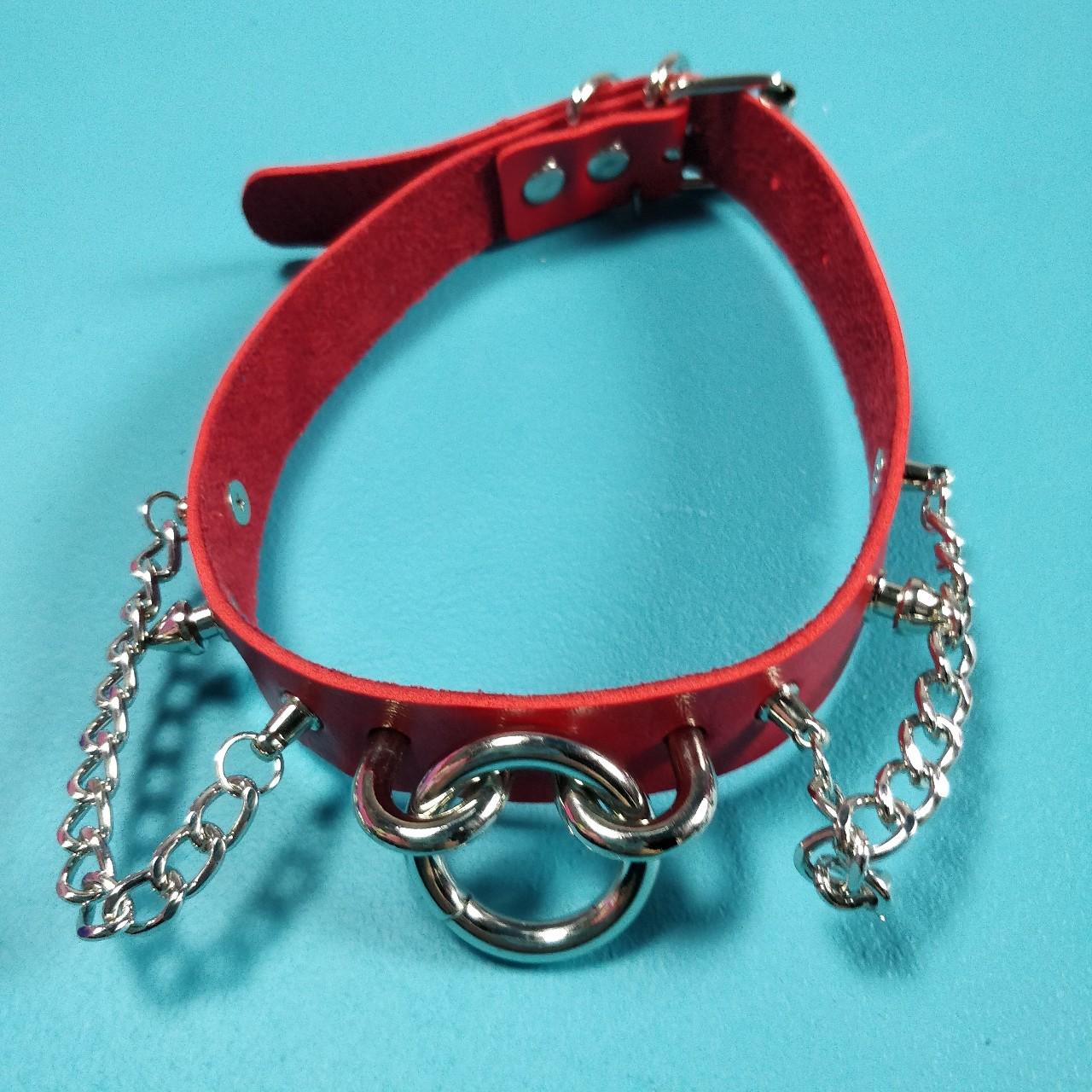 Red choker (Spiked choker Chain choker O ring... Depop