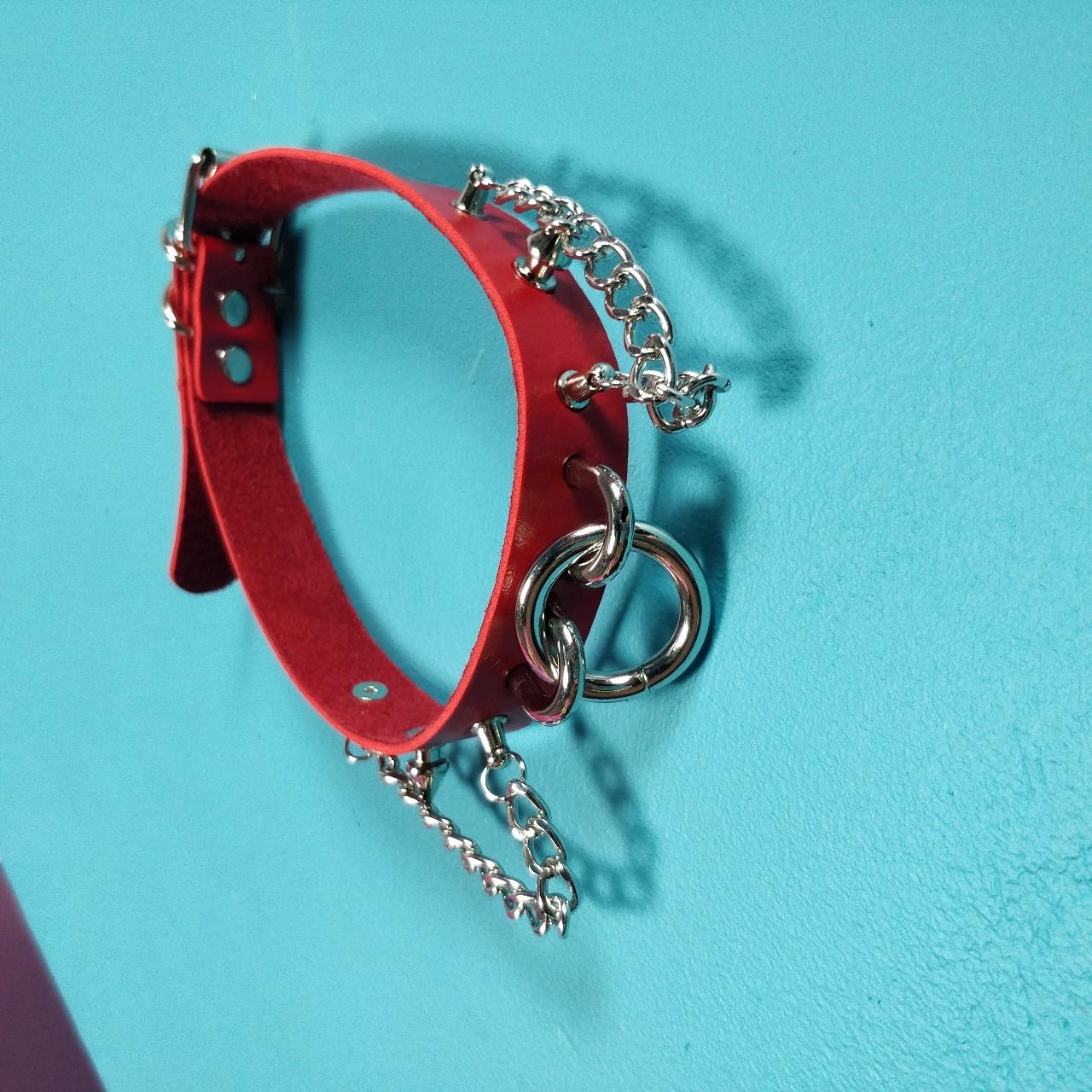 Red choker (Spiked choker Chain choker O ring... Depop